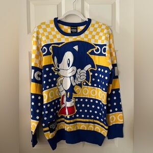 Men’s Boxlunch Sonic the Hedgehog Portrait Holiday Sweater cartoon size M